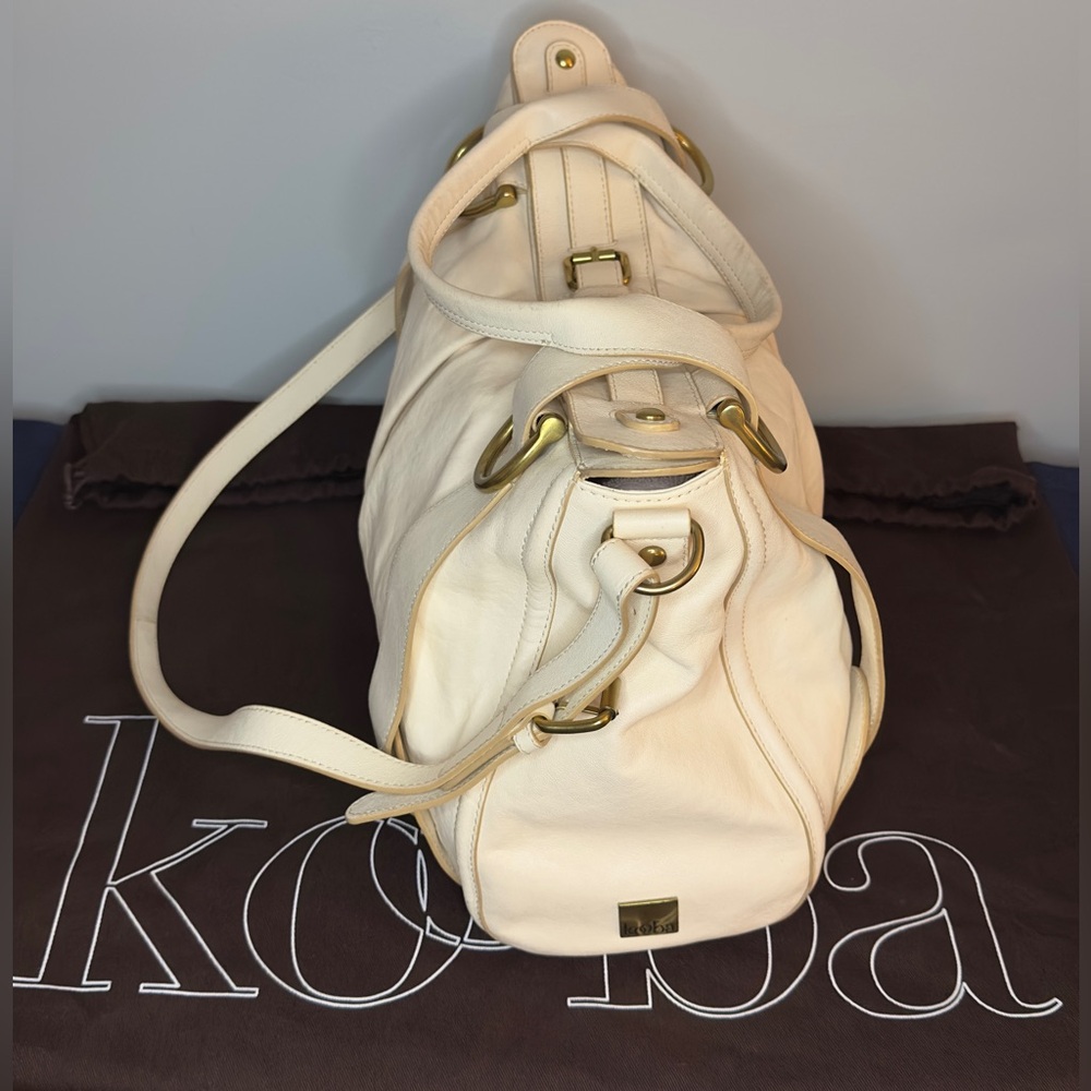 Kooba Leather Tote Satchel in cream Large Size - Picture 5 of 16